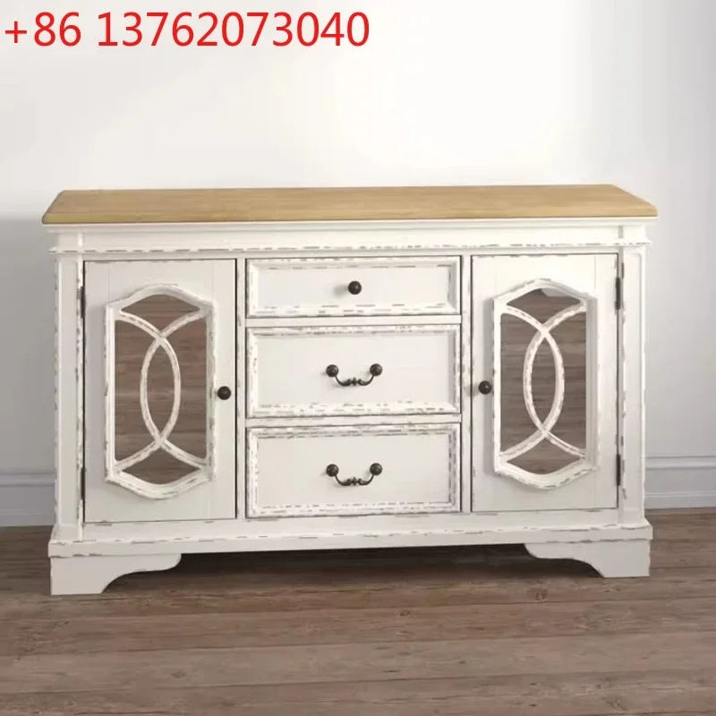 

American retro solid wood dining side cabinet entry porch cabinet living room partition locker