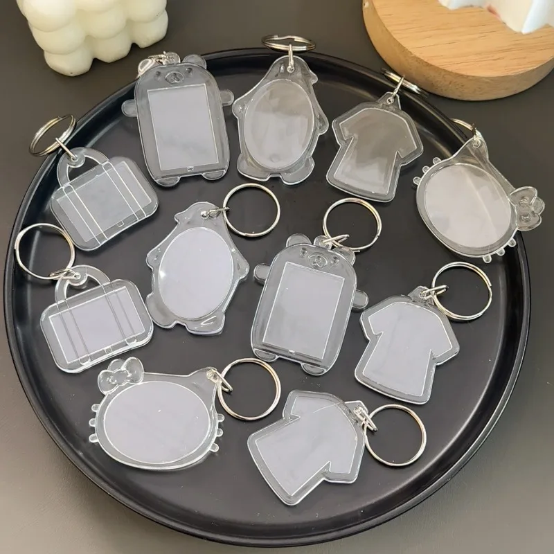 5 Buah Gantungan Kunci Bingkai Foto Kosong Gantungan Kunci Akrilik Bening Masukkan Foto Terpisah Liontin Kunci Lucu Gantungan Kunci DIY Hadiah Ulang Tahun Pasangan