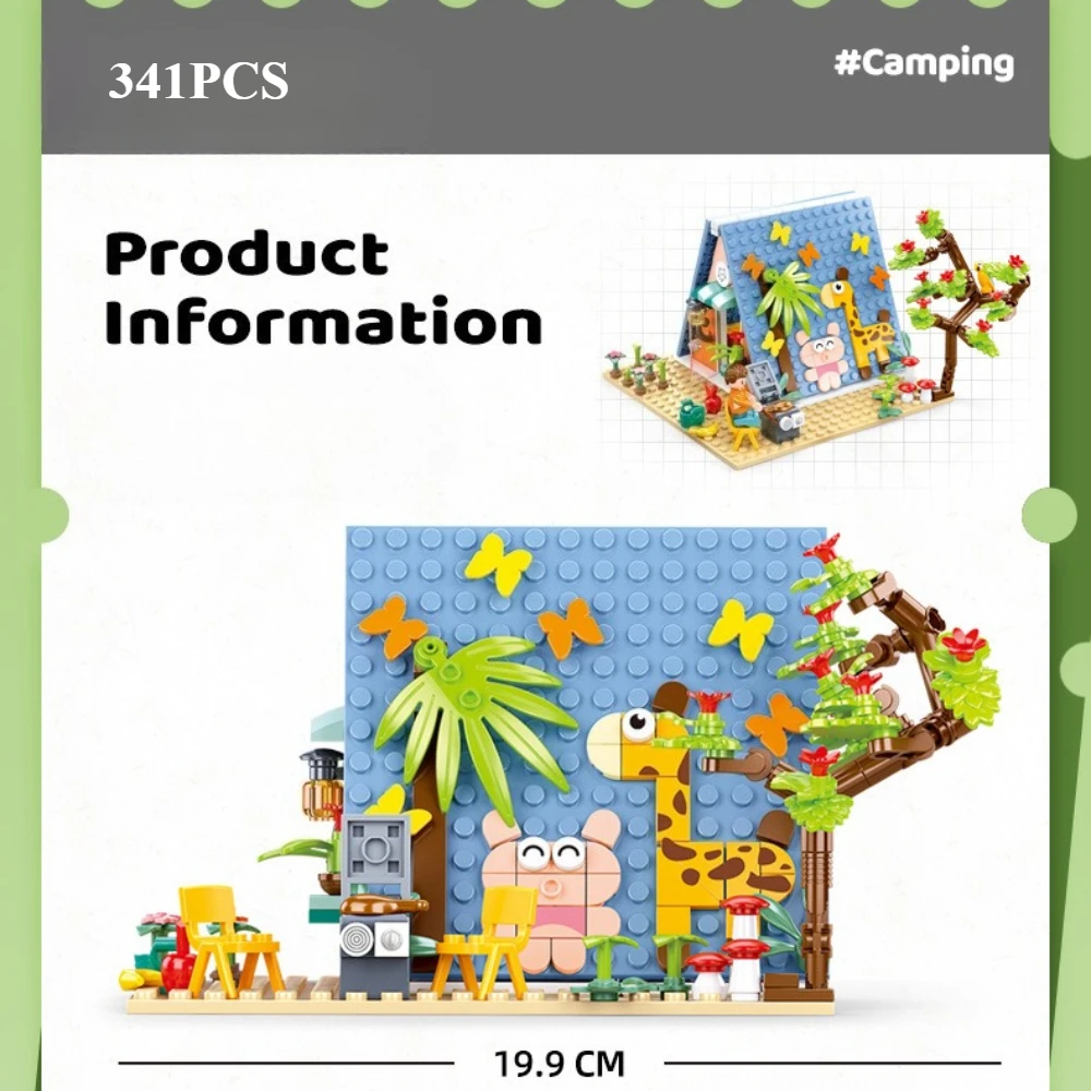 Moc sonho acampamento cabine empilhada casa blocos de construção conjunto quebra-cabeça estilo cabana villa diversão idéia brinquedos para crianças presentes do feriado aniversário
