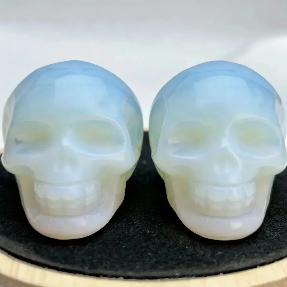 Natural Opal Skull Carving, Raw Gemstone Crystal Statue, Healing Mineral Figurine for Altar Decor, Witchcraft Halloween