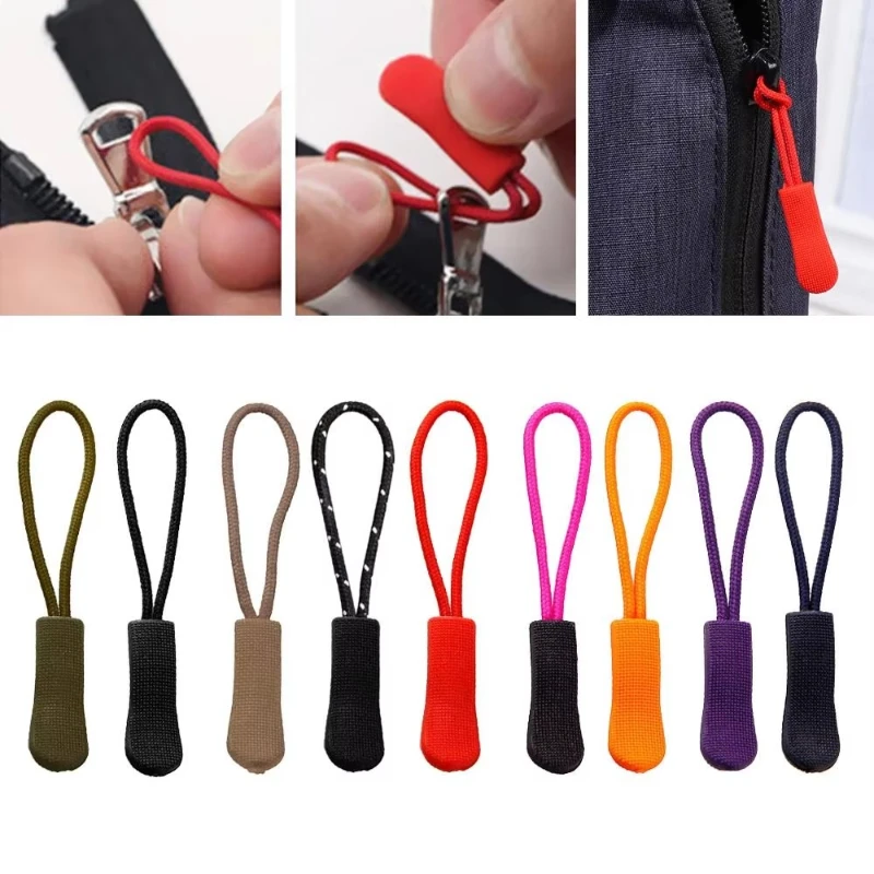 10/20/30pcs Zipper Replacement Pull Puller End Fit Rope Replacement Clip Broken Buckle Fixer Suitcase Backpack Zipper Cord Tab