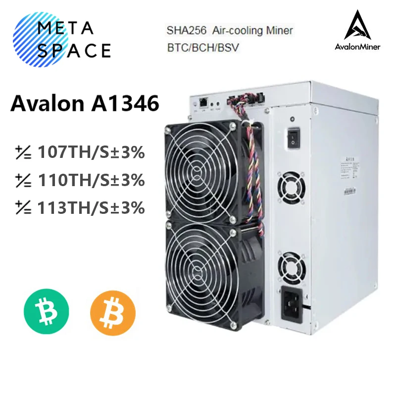 New Avalon A1346 113TH/s 110T 107T Bitcoin Miner 3300W BTC Asic Miner Avalon Miner BTC Crypto Machine Than A1246 A1166 pro