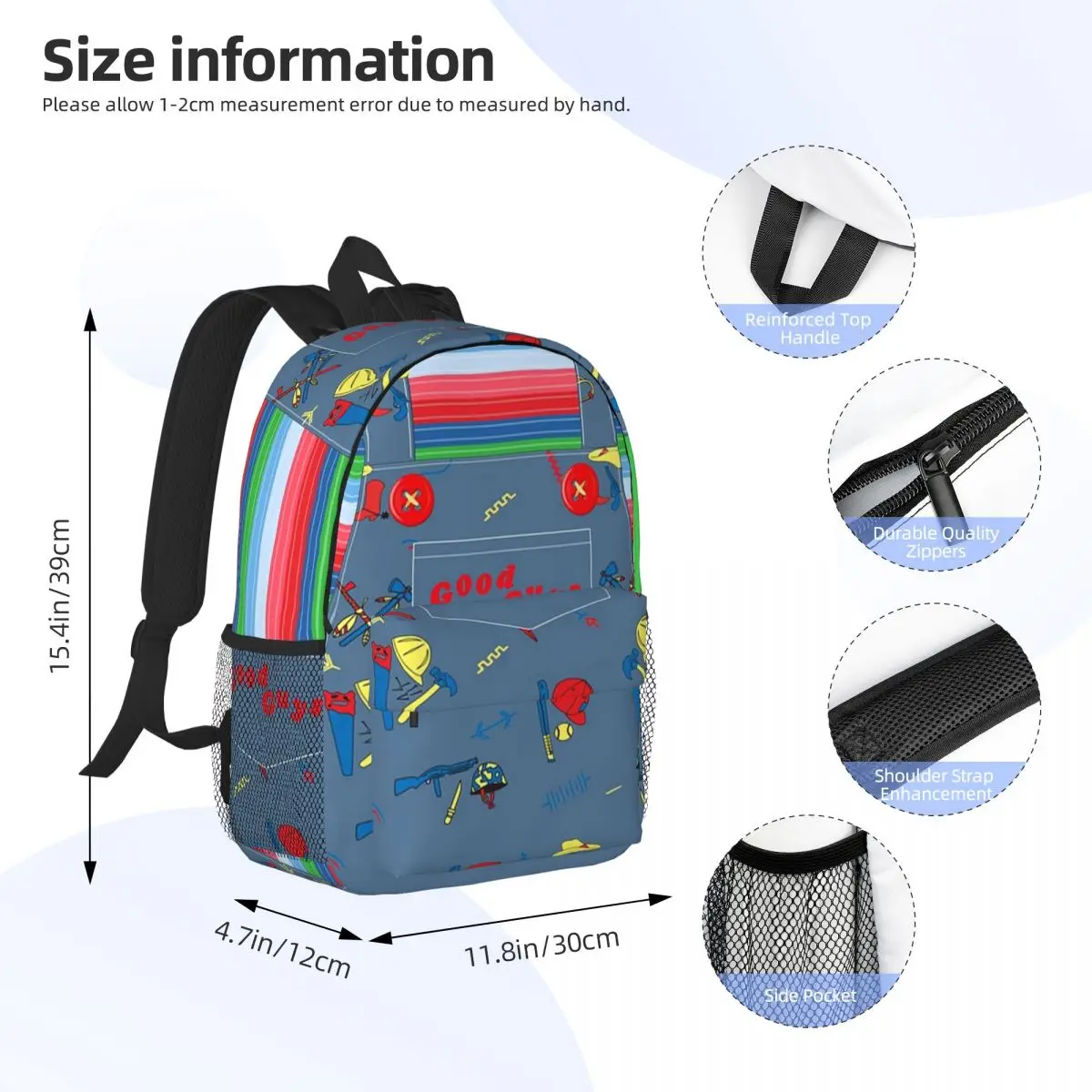 Chucky - Killer Doll Macacão Mochilas para Meninos e Meninas, Estudantes Mochilas Escolares, Bolsa de Livro, Mochila de Ombro, Bons Rapazes, Brincadeiras de Criança