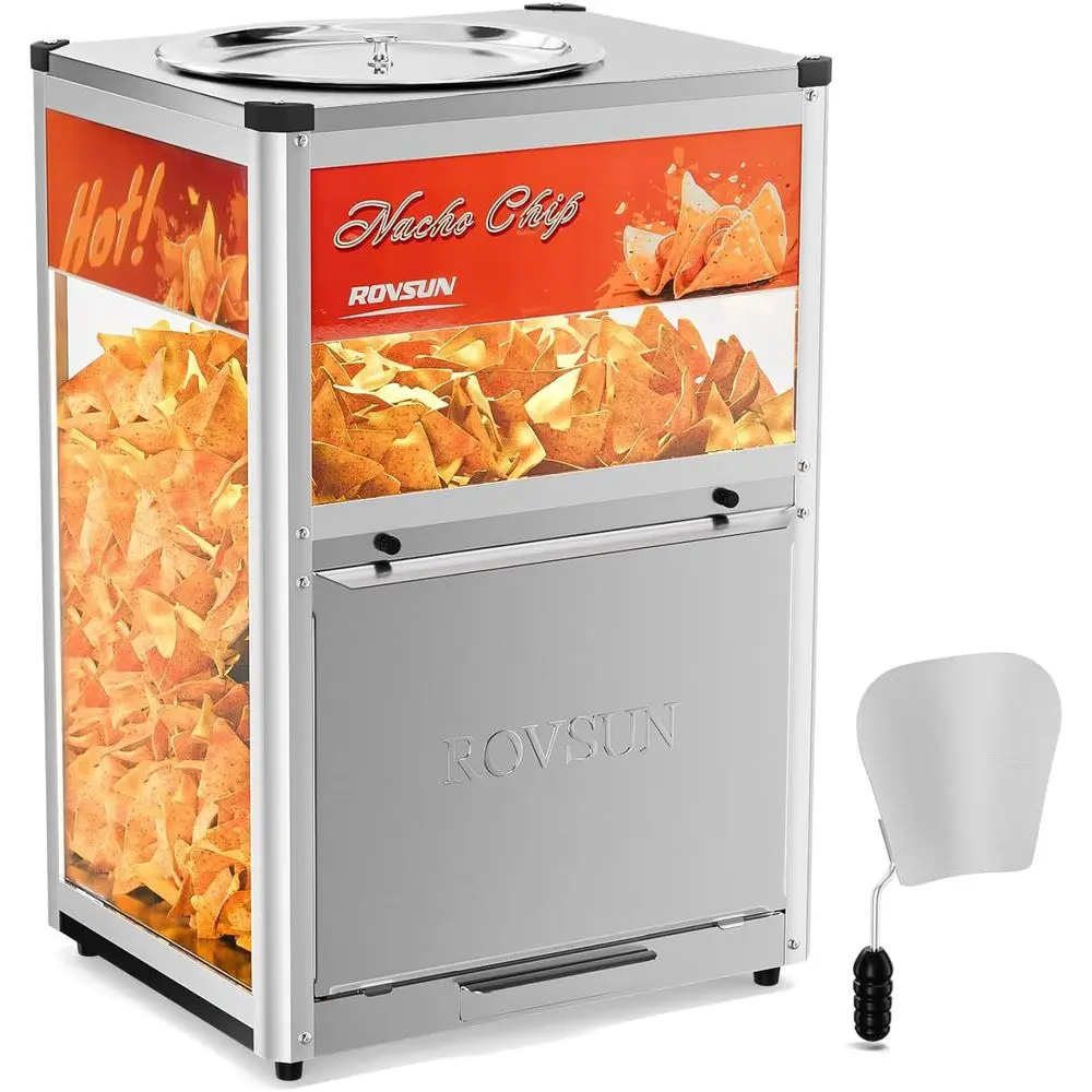 o hine ood Warmer, o Chip Warmer Countertop Display Case with Warming Light, Removable lection, Glass Door, Scoop or o Chips cor