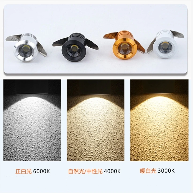 Silvery/Black/White/Golden Mini LED Downlights 1W 20mm 85V-265V Jewelry Display Ceiling Recessed Cabinet Spot Lamp DC12 24V