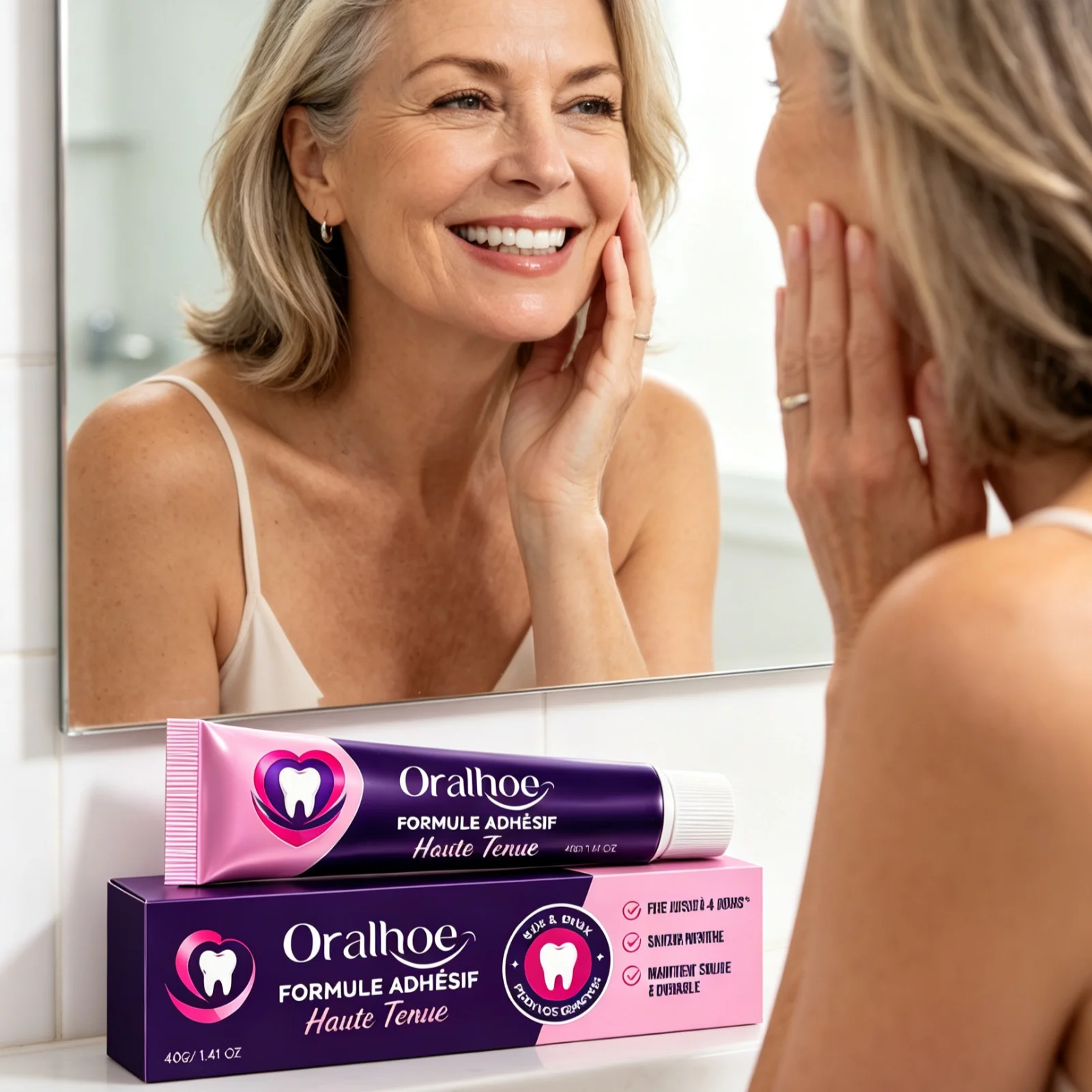 Thermoplastic Silicone Denture Long Lasting Hold Firming Fit Improve Chewing Stability Prevents Denture Loosening Fixed Adhesive