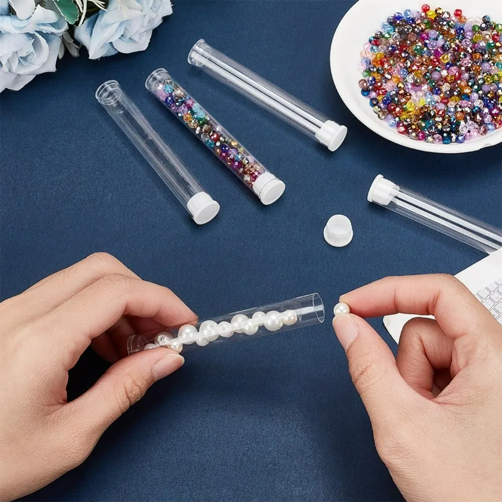 100 шт., пластиковые пробирки из ПВХ, контейнеры для пробирок с крышкой, прозрачные пробирки для хранения образцов, зубочисток, ремесло из бисера
