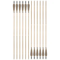 6/12PCS  Archery Bamboo Arrows with 5inch Turkey Feather OD 8mm Arrow Shaft for Bow and Arrow Hunting Shooting Accessories