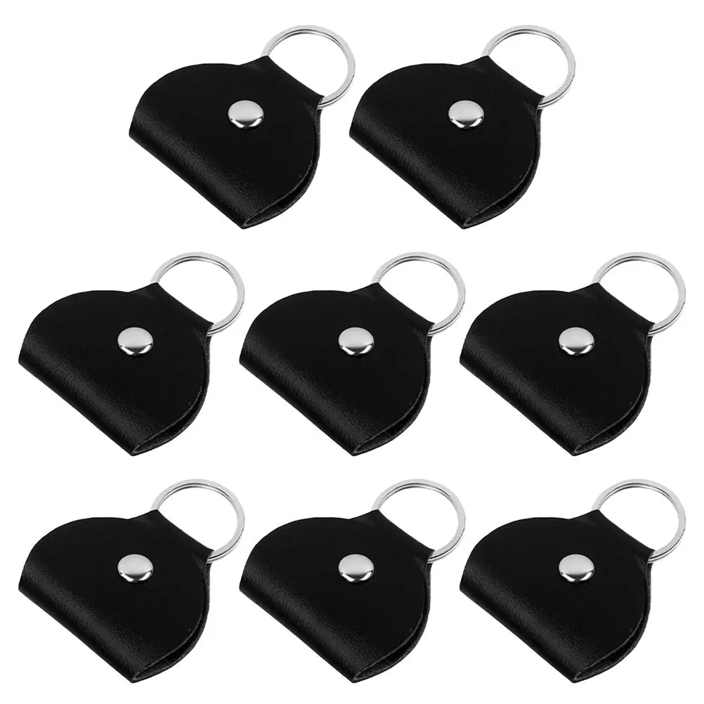 

8Pcs Compact Guitar Pick Holder Case PU Keyring Protector for Plectrums Travel Storage for Bass Mandolin Ukulele