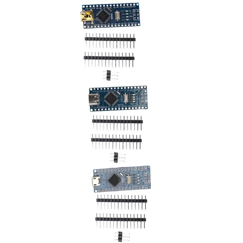 

Nano V3.0 ATMEGA328P CH340G MICRO/TYPE-C/MNI Interface Module With Pin Header Improved Version Solderless Board