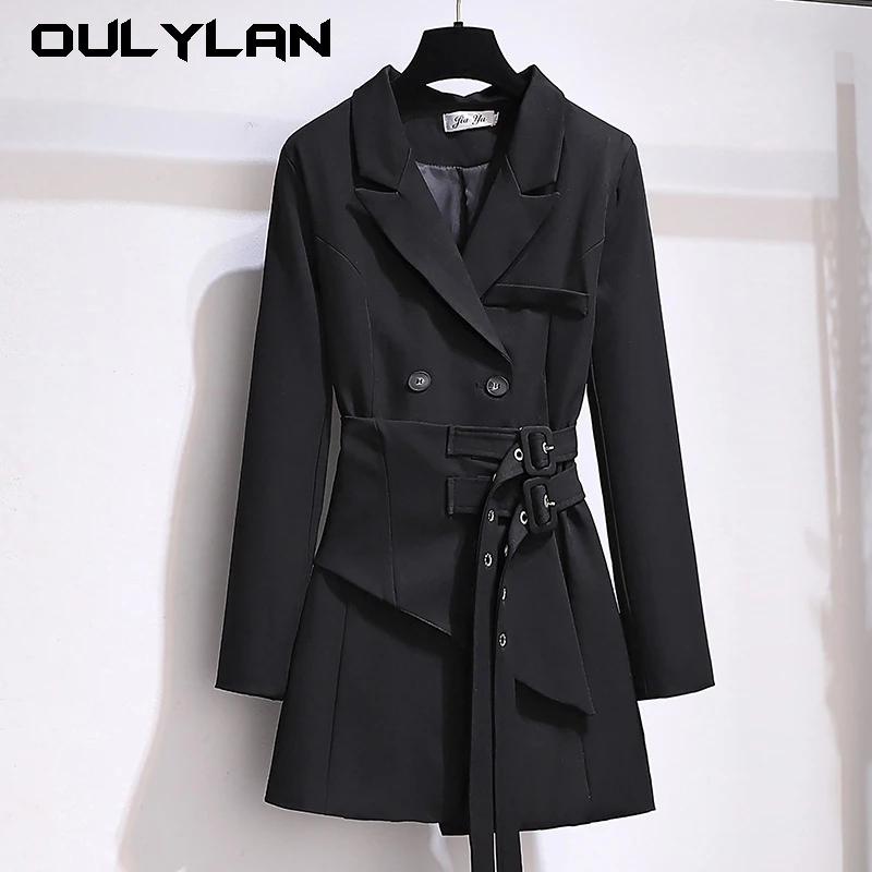 Irregular Suit Dress Women Long Sleeves Tie Up Suit Jacket 2024  Slim Dress for Women Short Sexy Dress Women Blazer Belt Coats