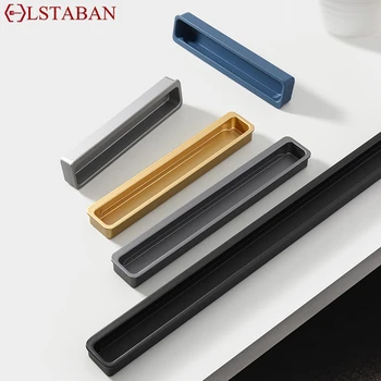 Schiebetürknauf im modernen Stil mit Schlitzen Gold verlängerter Schrankschnallengriff eingebettete Schranktür unsichtbarer Kleiderschrank-Schubladengriff