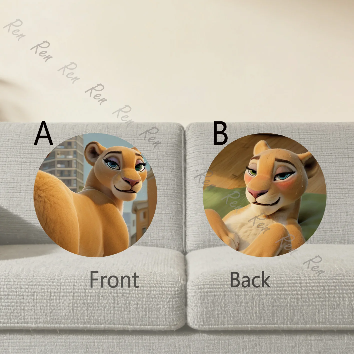 Dakimakura Anime Female lion Pillow Cover Sofa Cushion Double-side Print Throw Pillow Case 40X60cm