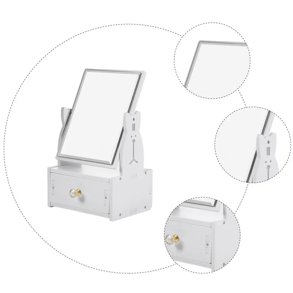 

1Pcs Makeup Mirror Vanity Mirror Desktop with Drawer Turnable 360 Degree Clear Surface Multifunctional Makeup Supply