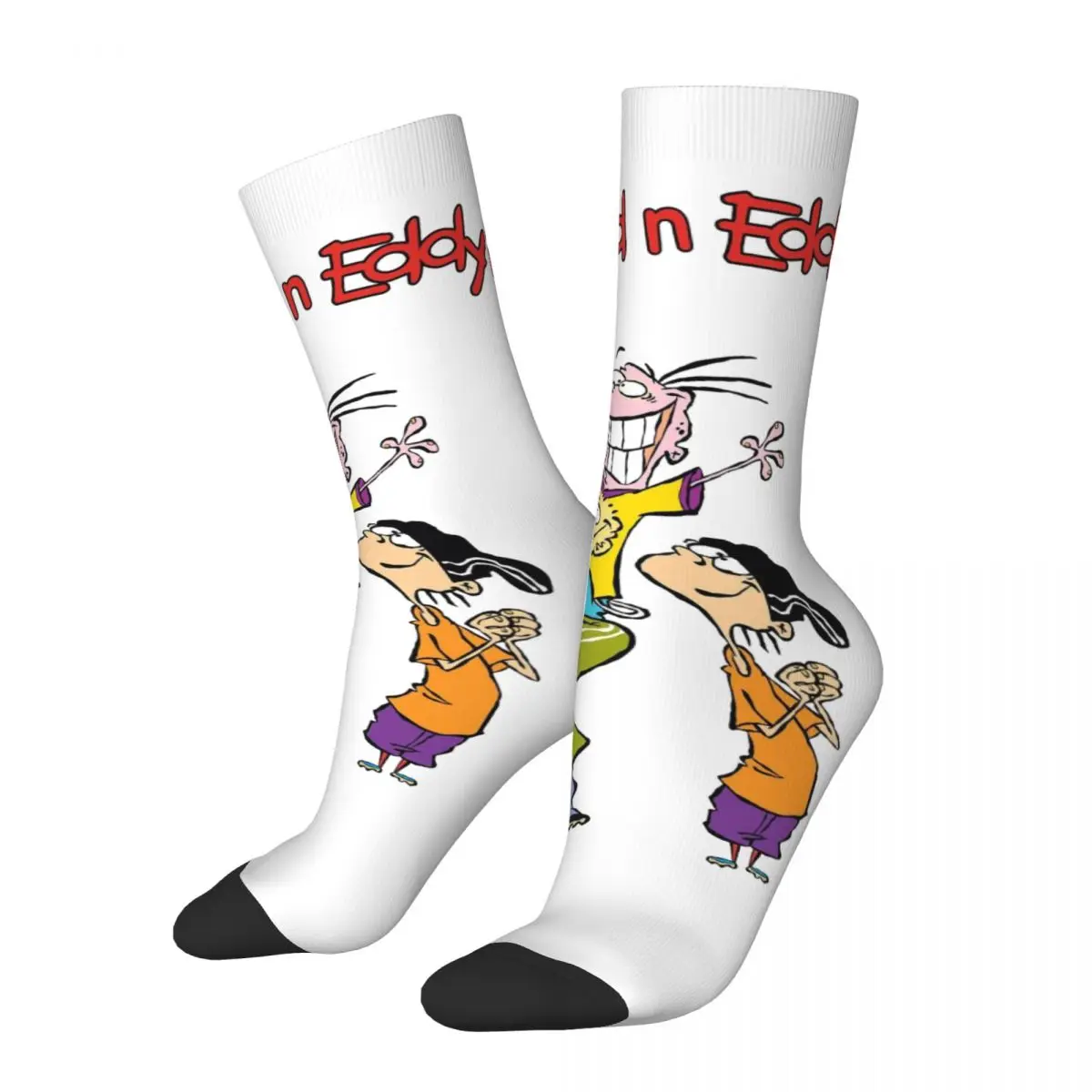 Happy Funny Happy Men\'s Socks Retro Harajuku Ed, Edd n Eddy Cartoon Hip Hop Novelty Seamless Crew Crazy Sock Gift Printed