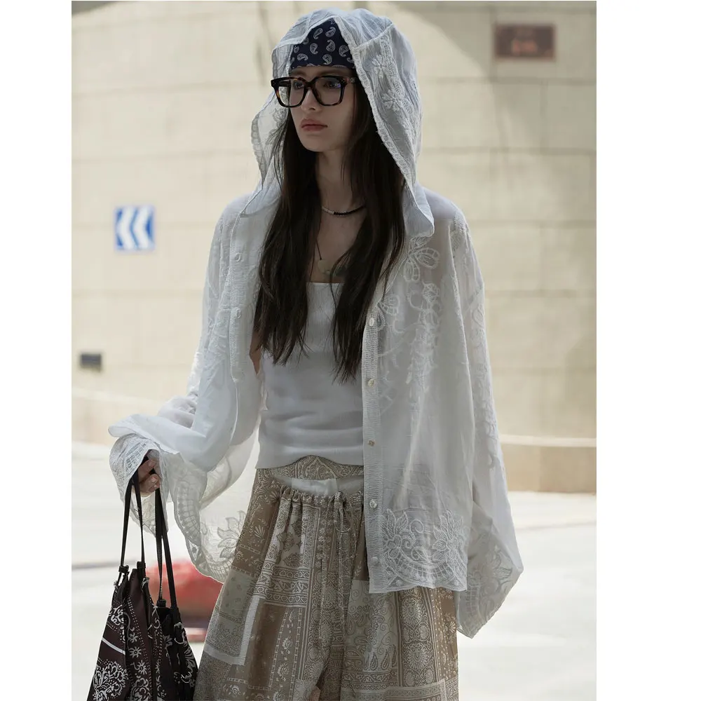 بلوزات نسائية من قماش الجاكار والدانتيل القطني رفيعة شفافة من خلال تصميم بلوزات وبلوزات نسائية قمصان عصرية Blusas Roupa الأنثوية #3