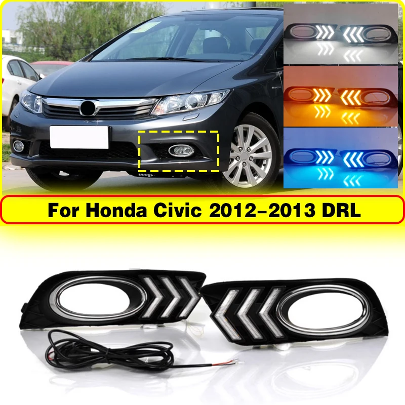 Автомобильные специальные светодиодные DRL дневные ходовые огни, аксессуары для указателей поворота с крышкой противотуманных фар для Honda Civic 9 2012 2013 12 В