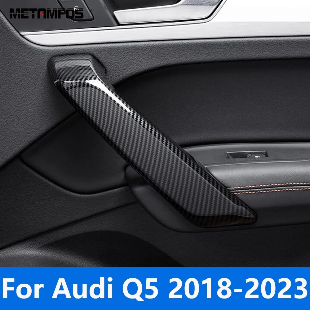 For Audi Q5 2018-2022 2023 Carbon Fiber Inside Door Armrest Handle Cover Trim Molding Sticker Interior Accessories Car Styling