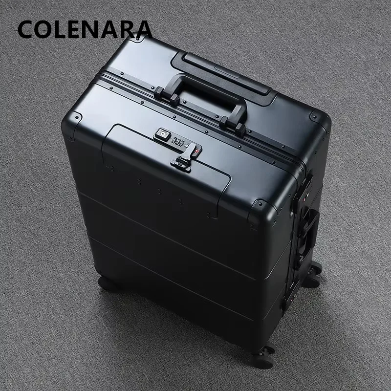 COLENARA Luggage Travel Bag Full Aluminum Magnesium Alloy Boarding Box Large Capacity Trolley Case 20