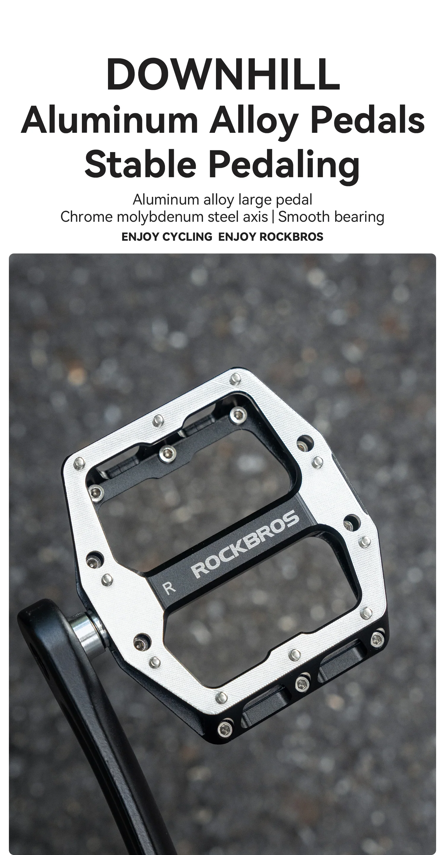ROCKBROS Fahrradpedale Aluminiumlegierung Gedichtete Lagerpedale Leichte MTB Rennrad Plattformpedale Rutschfest Staubdicht – Detail 1