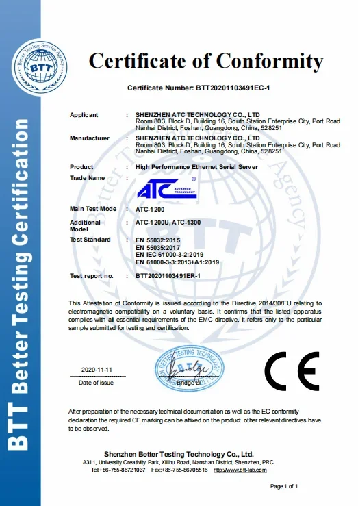 Convertidor de servidor serie 2025 Convertidor de serie a Ethernet RS232/485/422 (ATC-1200)