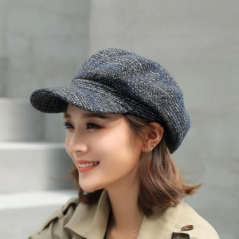 1pcs New Autumn Winter Wool Newsboy Cap Fashion Hat for Women Female Winter Cap Girl Visor Travel Beret Thick Vintage Warm Hats