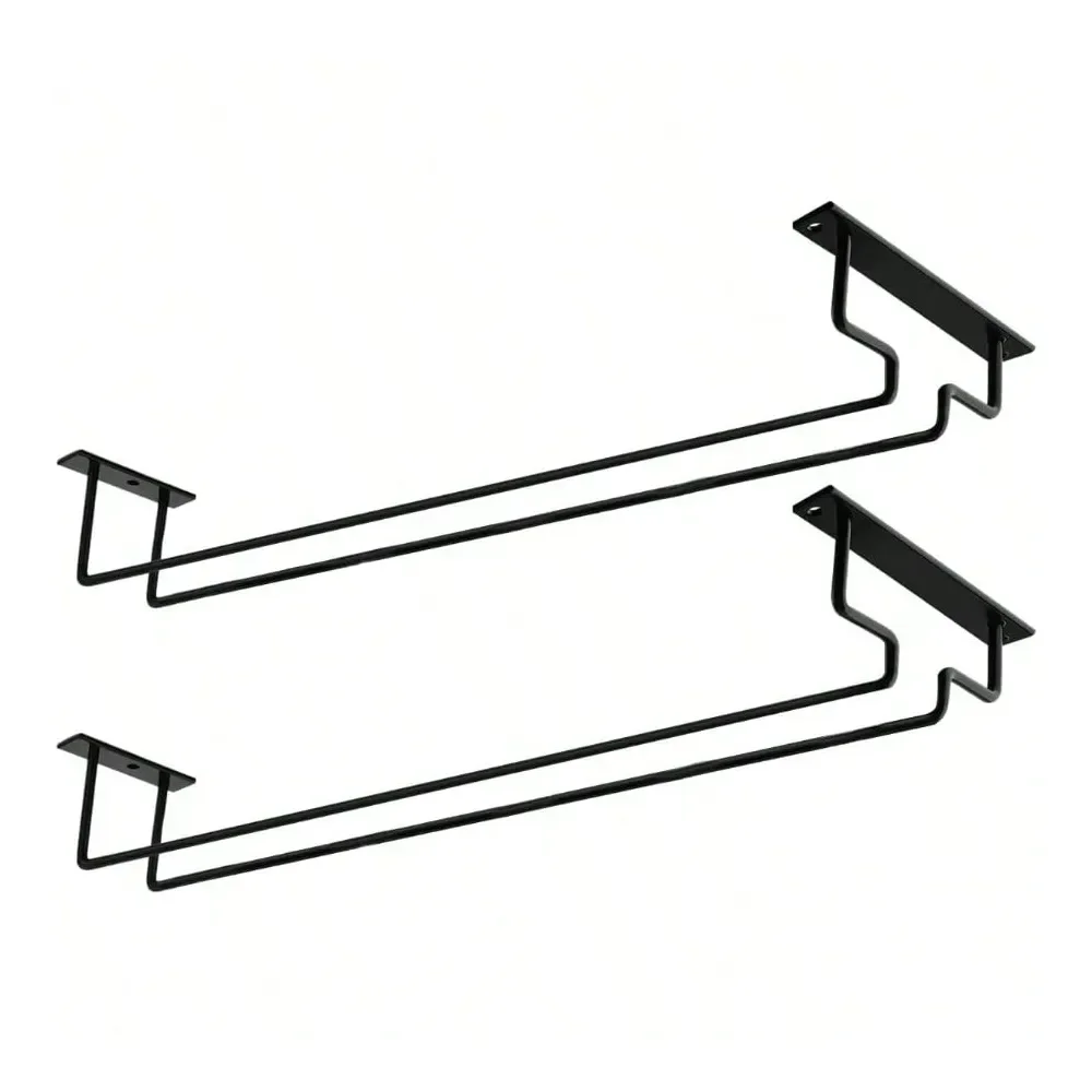 

2 Pack 15.9Inch Long Single Metal Wine Glass Rack Under Cabinet Stemware Sage Holder With Screws Wire Hanger For RV Cabinet Bar