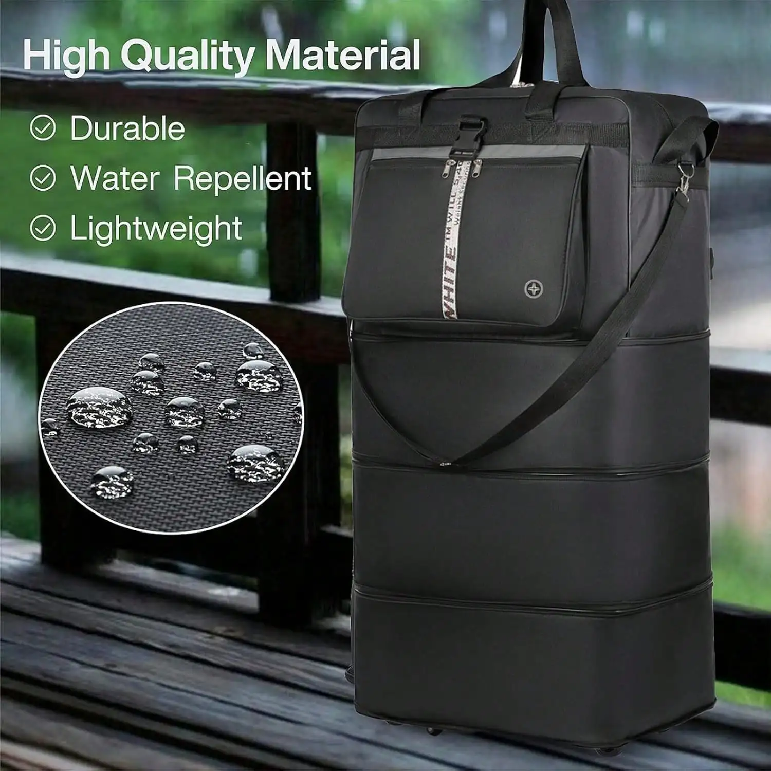 42 Inch Expandable Large Travel Duffel Bag With 5 360° Spinner Wheels & Lock & 2 Straps- Oxford Waterproof Foldable Suitcase Collapsible Luggage