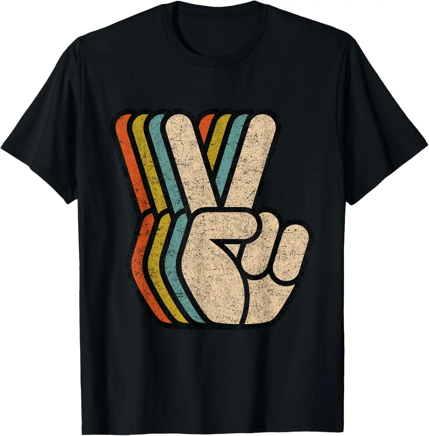 

Retro Peace Sign V Fingers Vintage 60s 70s 80s Cool Graphic T-Shirt