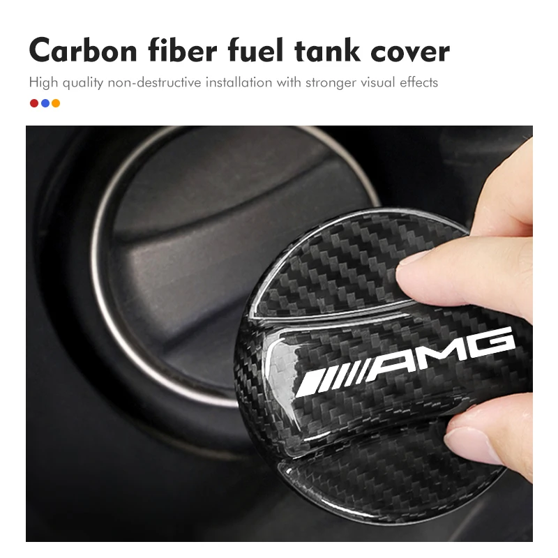 Carbon Fiber Tank Cover Car Fuel Tank Oil Gas Air Cap Trim For AMG A B C E S G Class W201 W210 W108 W205 W203 W204 C180