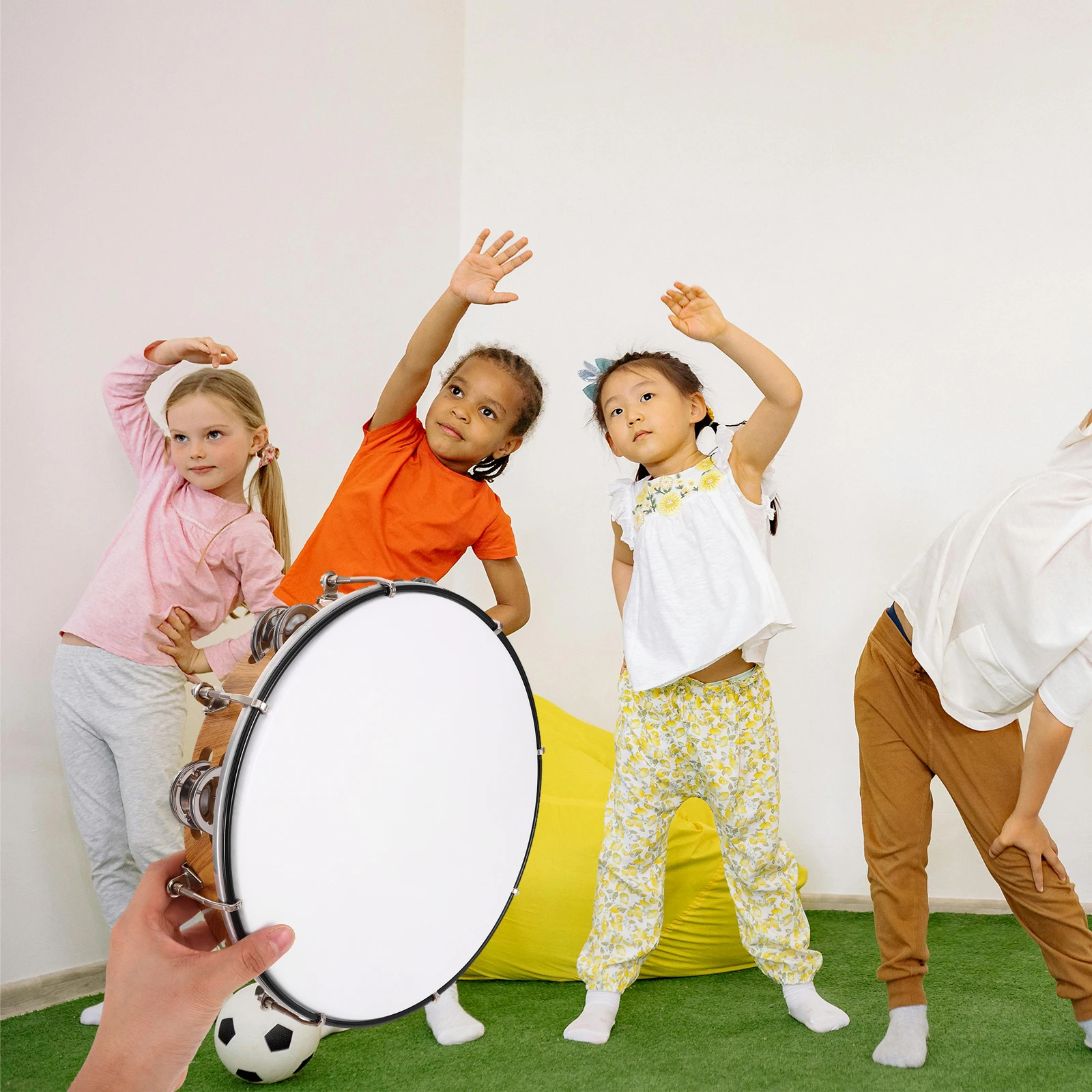 

10 Inch Colorful Tambourine Sturdy Elastic Drumhead Bright Sound Adjustable Tuning Perfect for Practice Play Portable Design