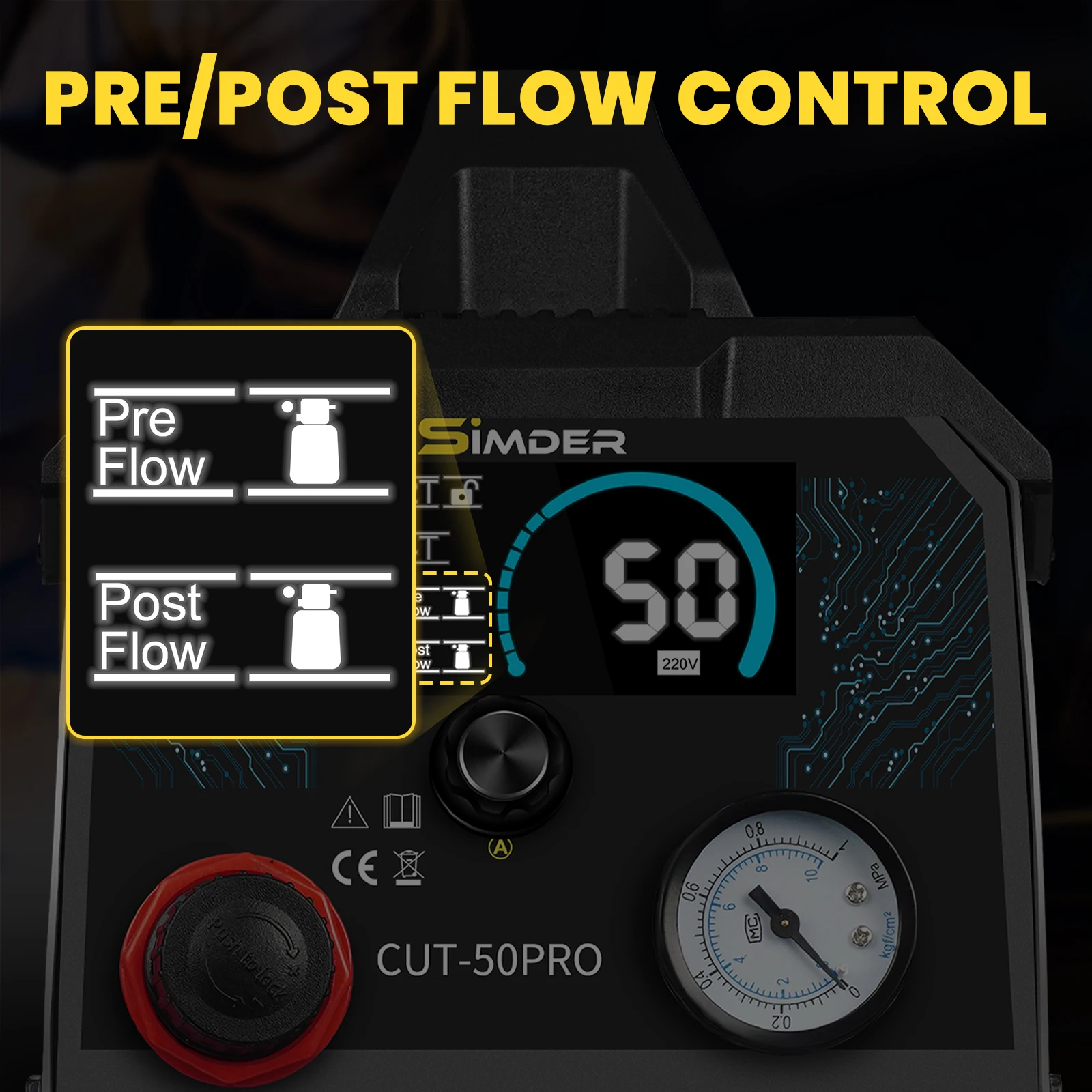 SSIMDER Plasma Cutter 50Amp Non-Touch Pilot ARC Plasma Cutting Machine with High Frequency Dual Voltage 110/220V Plasma Cutter