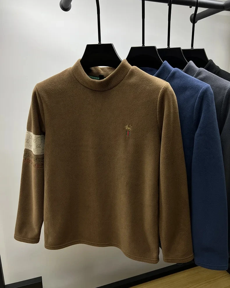 T-shirt a maniche lunghe con ricamo ragno di moda di marca di fascia alta da uomo inverno nuovo articolo maglione girocollo caldo in velluto pullover casual