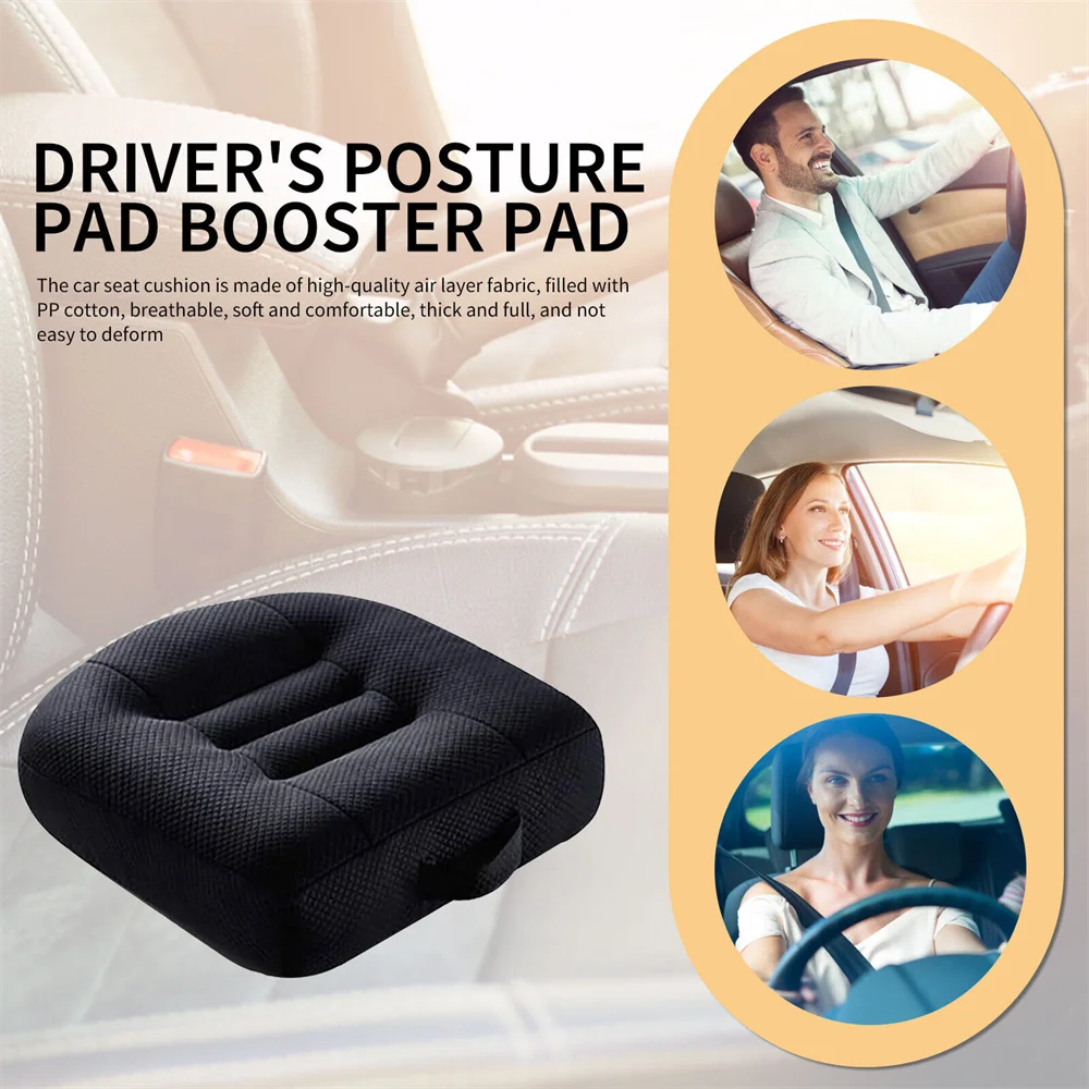 Portable Car Seat Booster Cushion Heightening Height Boost Mat Breathable Driver Expand Field Of View Lift Interior Seat Pad