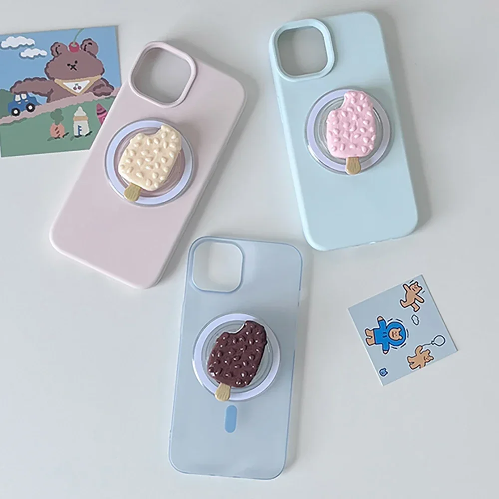 

Korean Cute 3D Ice Cream For Magsafe Magnetic Phone Griptok Grip Tok Stand For iPhone Wireless Charging Holder Finger Ring