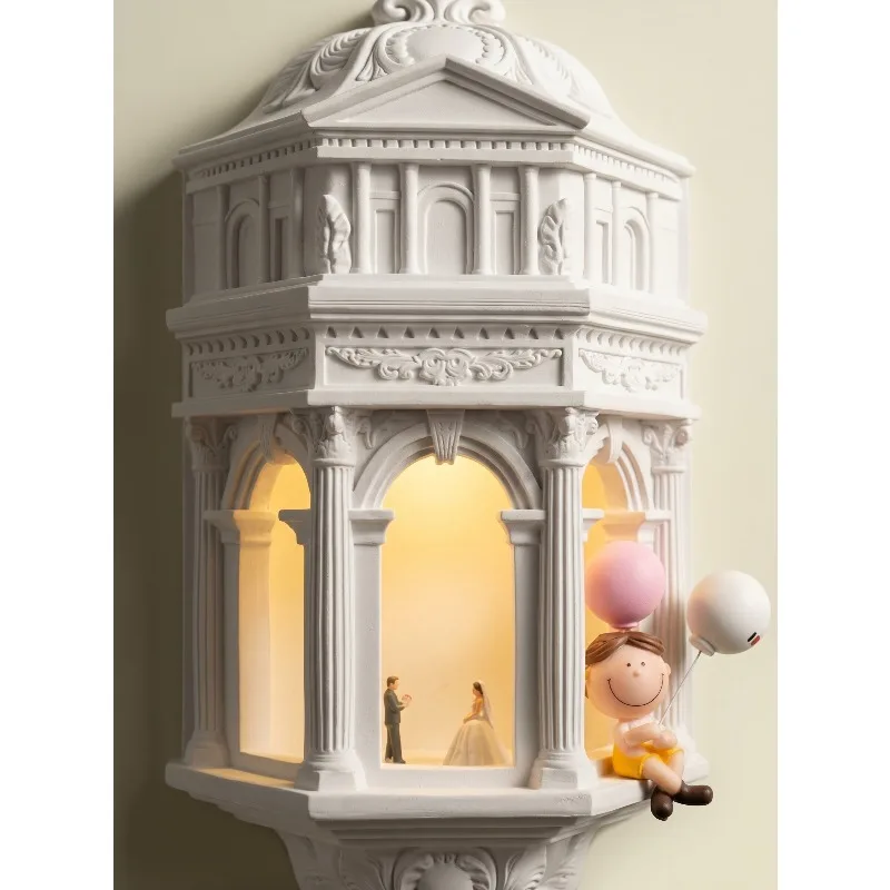 French plaster wall lamp antique new blind box storage display advanced feeling bedroom living room background wall lamp