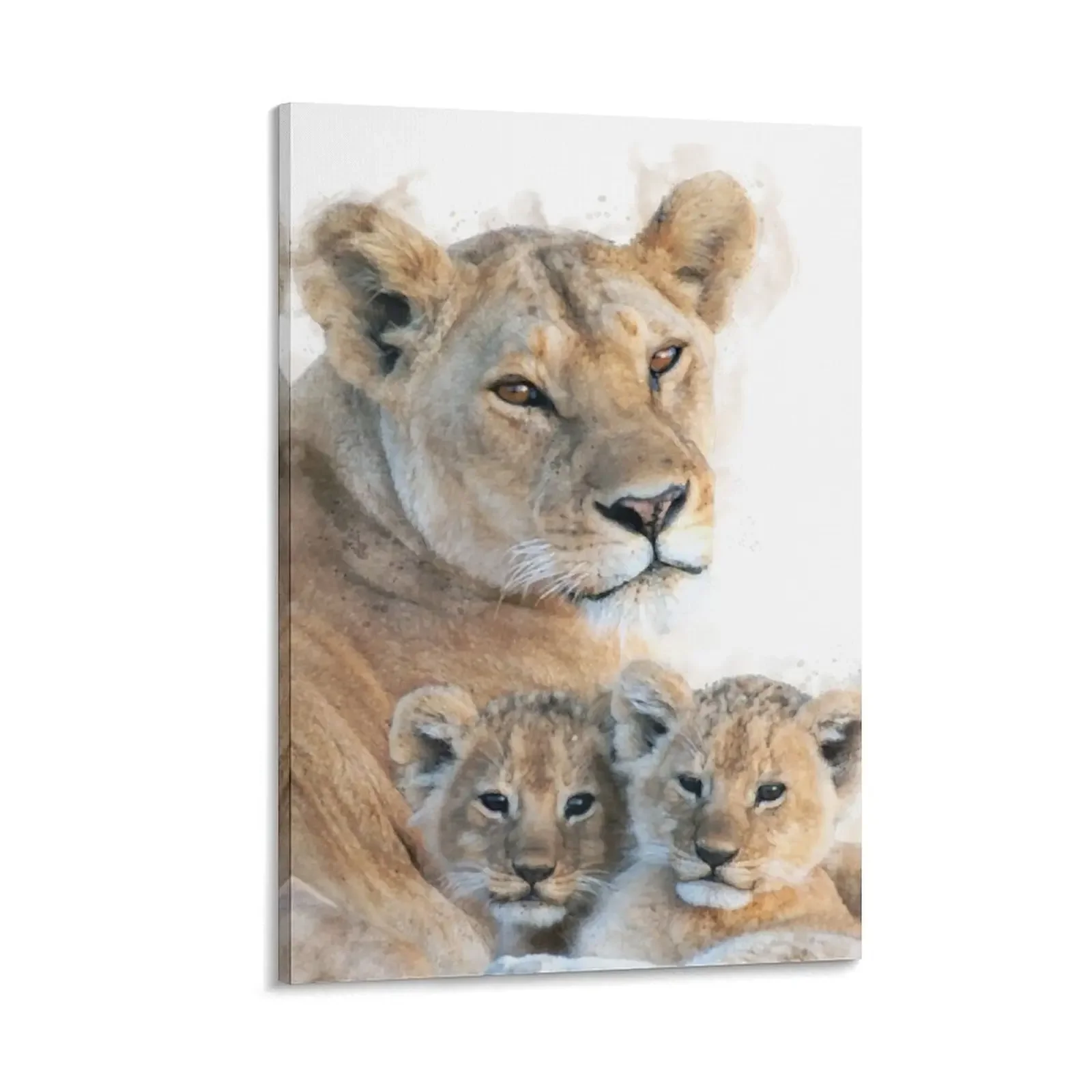 

Watercolour Lion and Cubs Artwork Canvas Painting room decoration aesthetic room decoration aesthetic bedroom decor