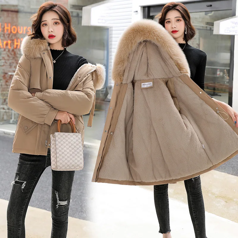 

New Women's Pie To Overcome Fur Collar Hooded Padded Jacket Women's Down Padded Jacket Fox Fur Collar Fur Fleece