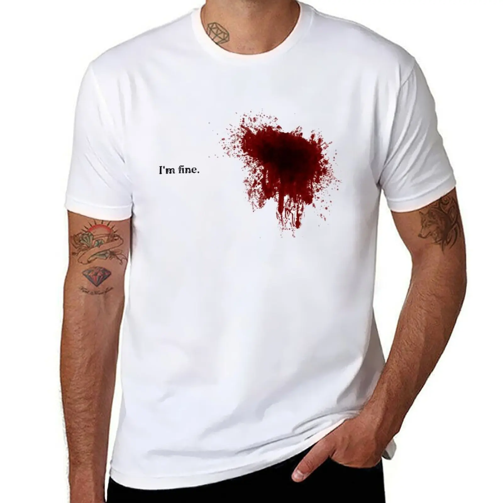 

Blood Stain I'm fine T-Shirt t shirts with prints funny t shirts cotton T-Shirt