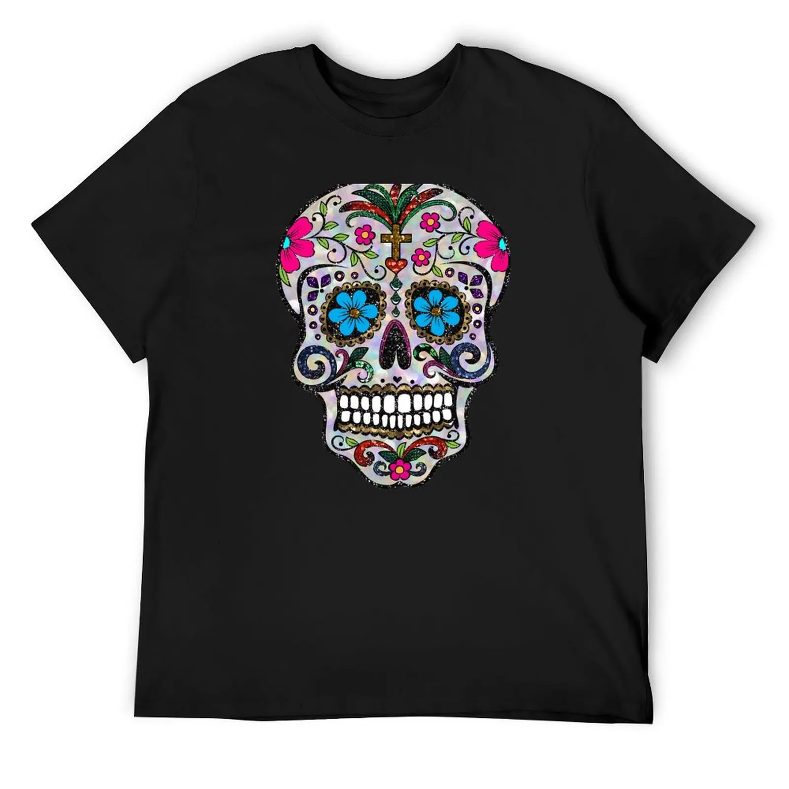 

sequin print Sugar Skulls T-Shirt graphic t shirts fashion shirts anime clothes luxury designer anime shirts men