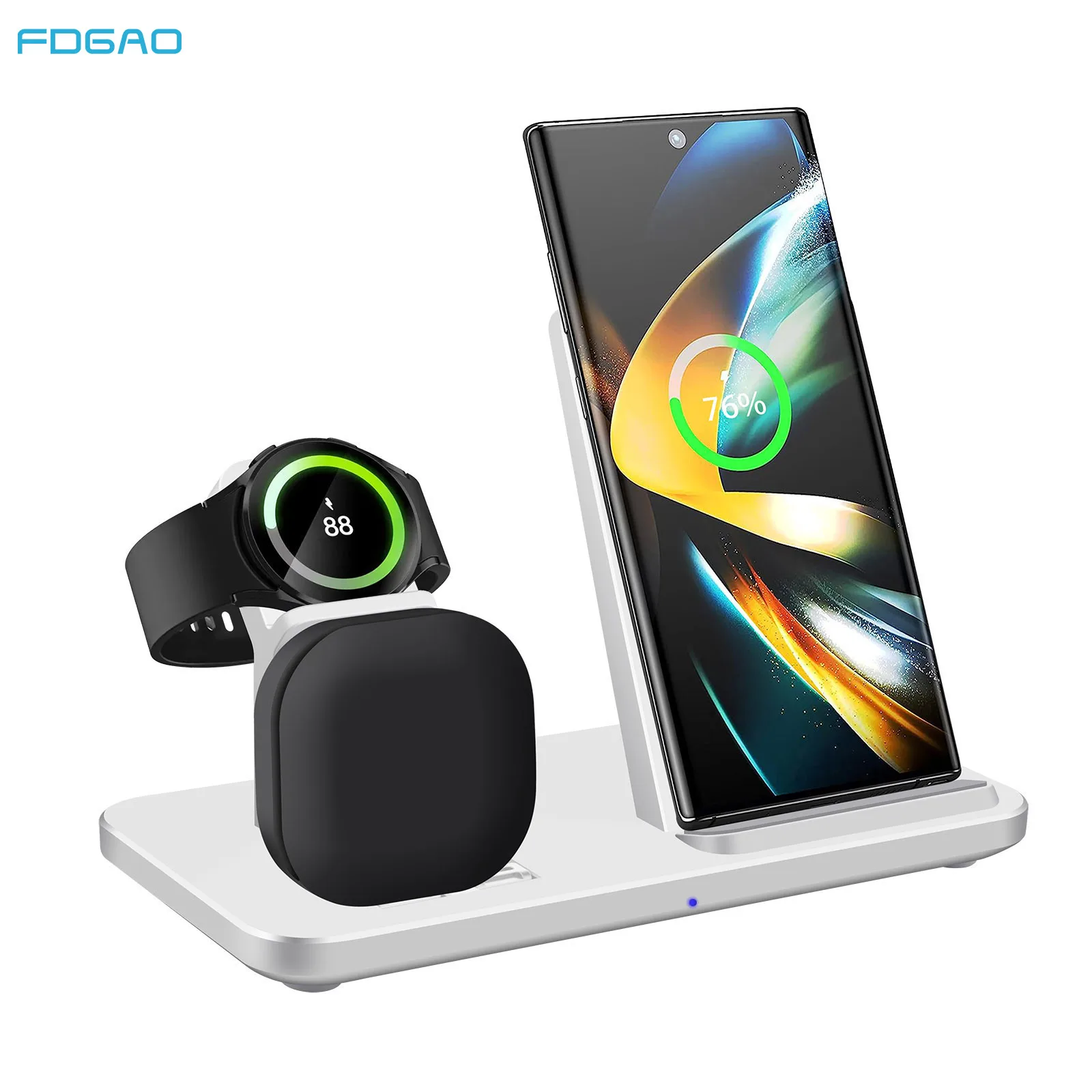 15W 3 in 1 Wireless Charging Station for Samsung Charger for Galaxy S24 S23 Ultra/S22/S21, Galaxy Watch 7/6/5/4/3, Buds 2 Pro