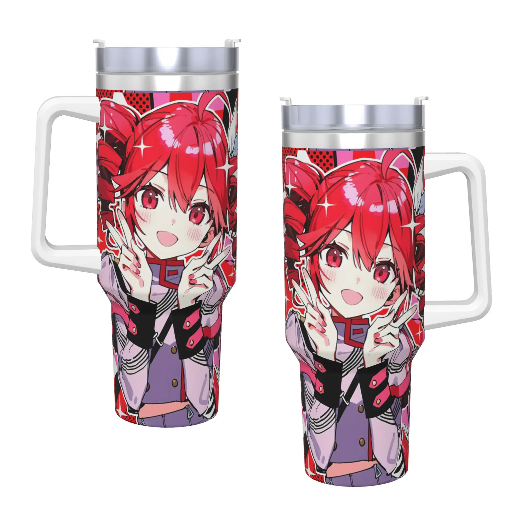Kasane Teto Pop Pose Manga Tumbler  Cold Drink Water Bottle Preservation Stainless Steel Thermal Mug Custom Driving Mugs Cup