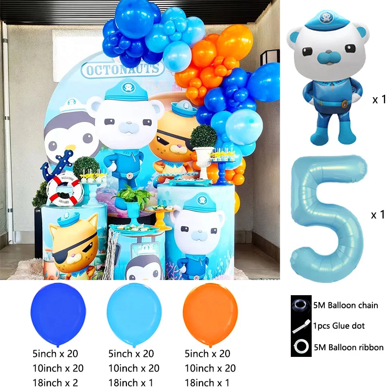 Octonauts Balloon Garland Kit Captain Barnacles Kwazii Foil Mylar with Blue Latex Kids Under the Sea Birthday Party Arch Decor - view 6