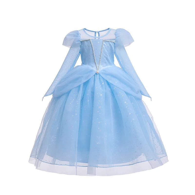 Elsa Dresses For Girls Princess Party Elsa Costume Snow Queen Cosplay Elza Vestidos Blue Pink Ball Gown Fancy Halloween Outfits