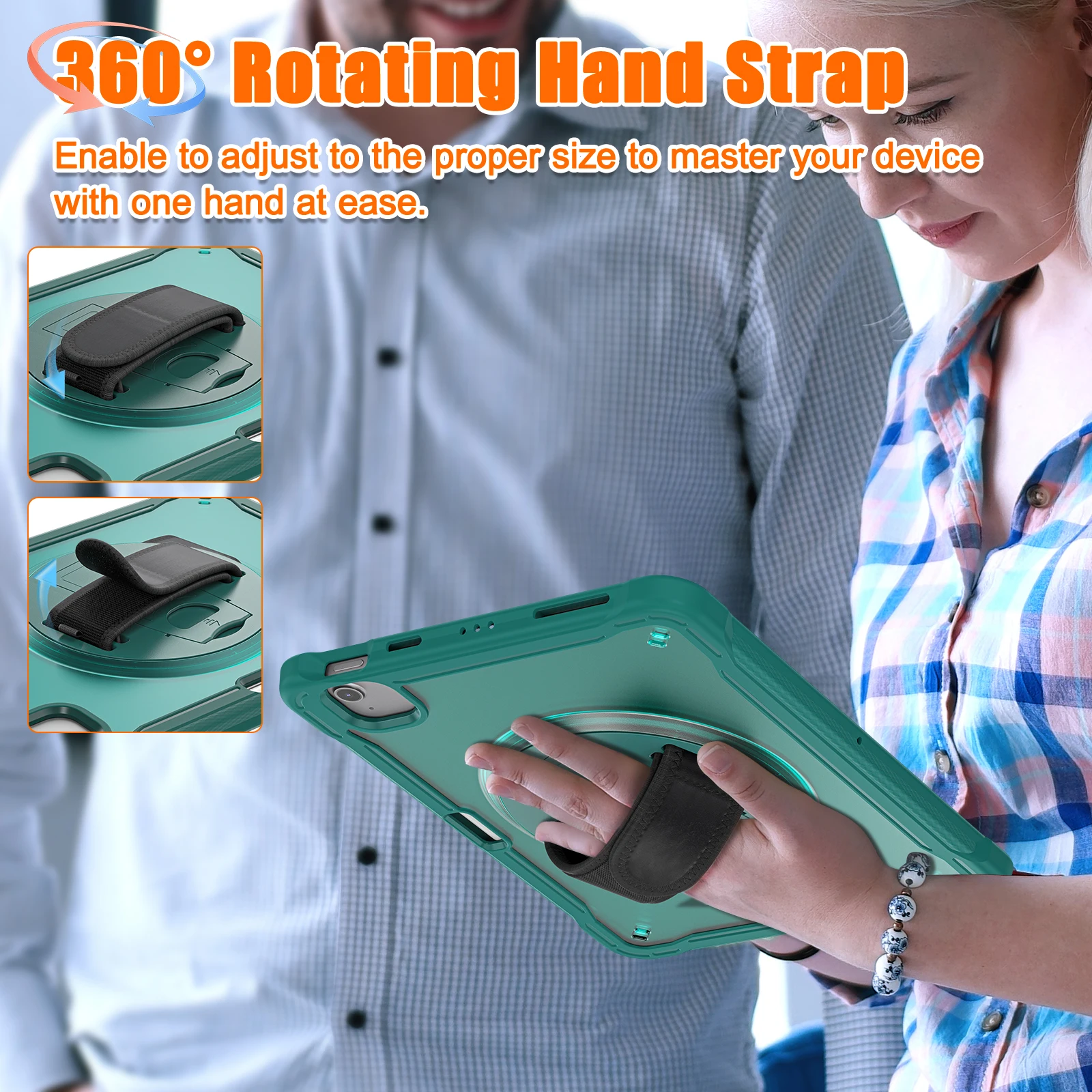 درع لجهاز iPad Air 11 2024 Air4/5 10.9 بوصة Pro11 2021 2020 2018 جهاز لوحي مقاوم للصدمات يدور 360 درجة مع غطاء حزام اليد #4