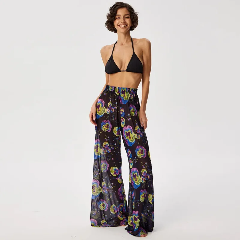 Frauen Mesh Rüschen Trim Cover Up Hosen Strand Cover Up Cover Ups Für Bademode Strand Rüschen Hosen 2025, Sommer Strand Hosen