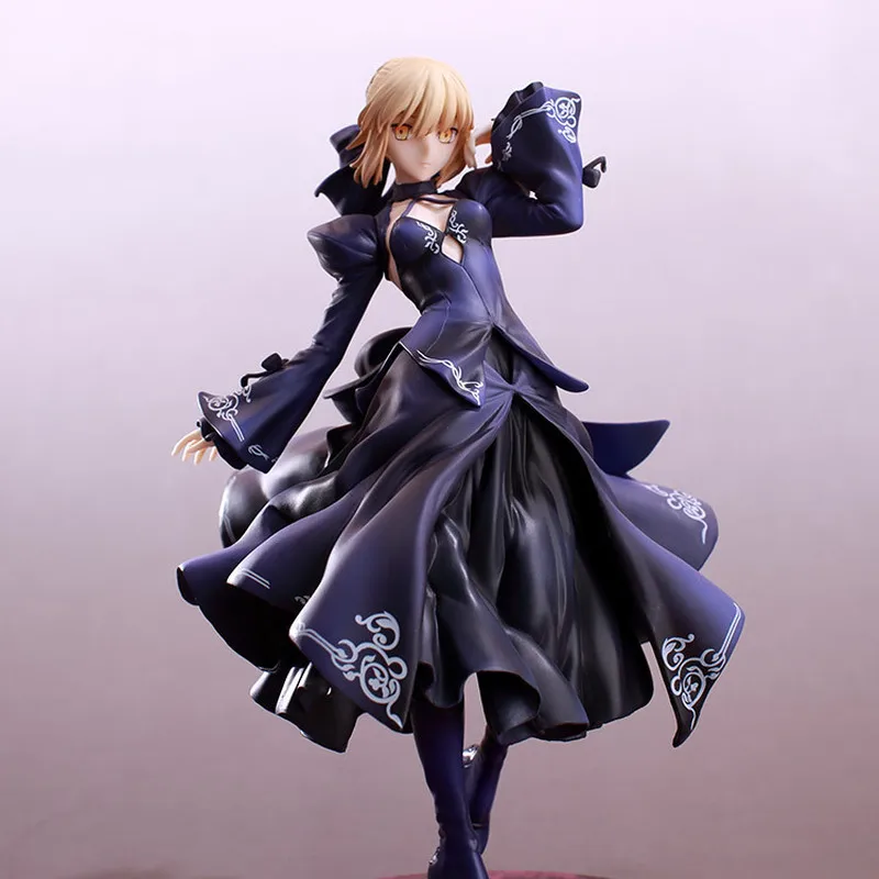 

23cm Anime Gekijouban Fate/Stay Night Heaven'S Feel Altria Pendragon Black Dress Up Saber Alter Model Toy Gift Action Figure Pvc