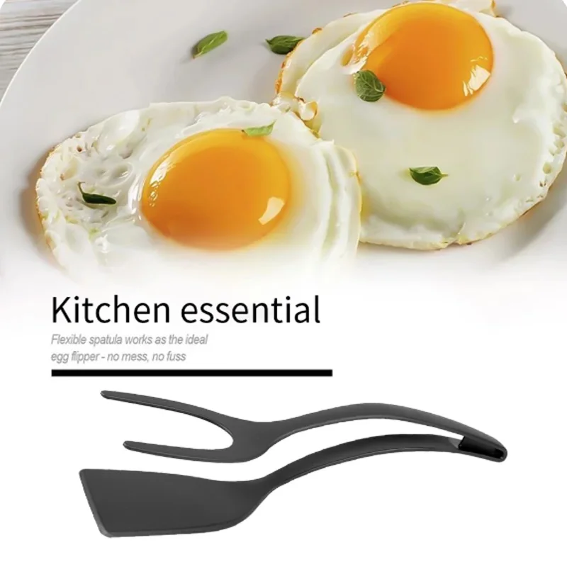 2 in 1Nylon Grip Tongs beef steak spatula frying spatula food tongs toasted bread fried egg clip flipping spatula Kitchen tools