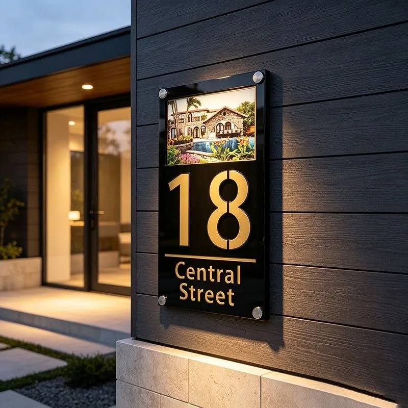 Custom Acrylic House Address Sign Personalized Logo Photo Waterproof Outdoor Yard Garden Door Plaque Wall Home Decoration