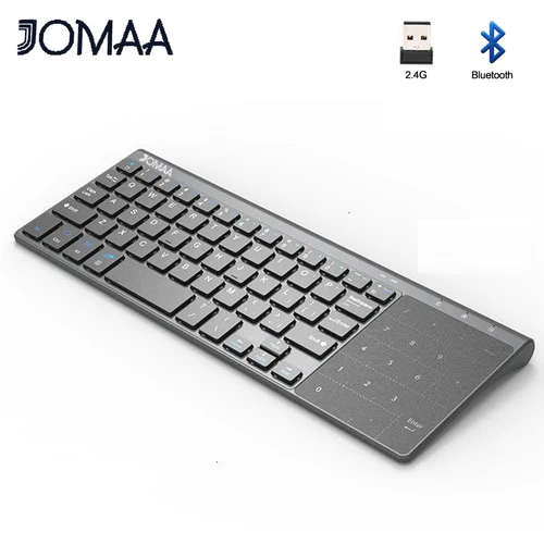 Mini teclado inalámbrico 2,4G + Bluetooth con panel táctil numérico para Notebook PC Smart TV portátil 59 teclas Mini teclado inalámbrico